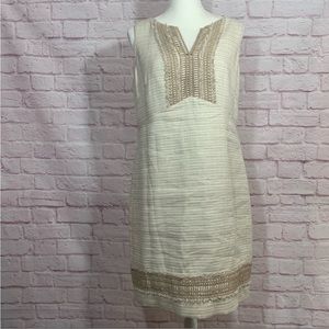 White House Black Market womens dress tan linen blend size 14